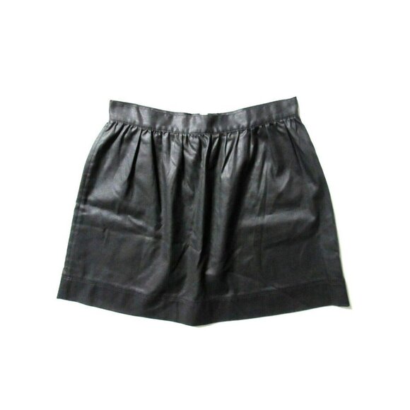3x1 NYC Wax Coated Twill in Black Ruched A-line Mini Skirt S - Picture 1 of 4
